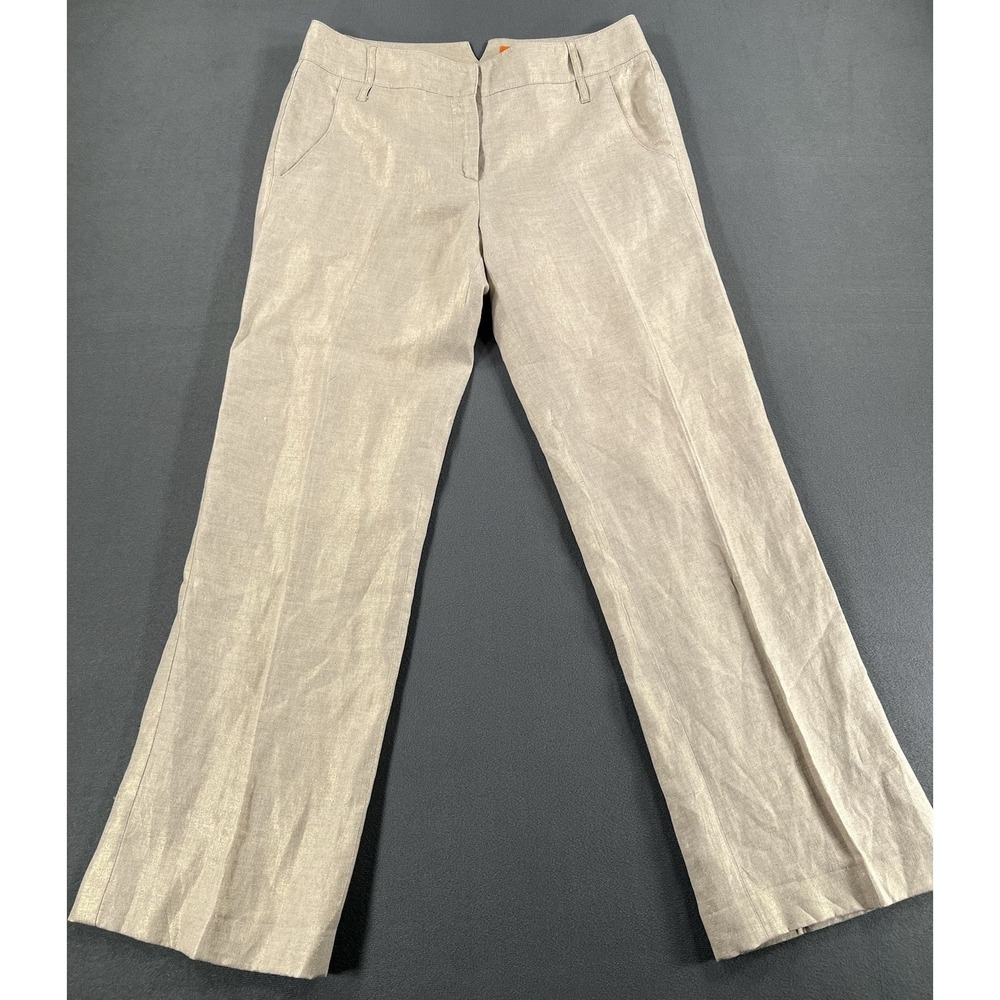 Cynthia Steffe Women's Size 8 Linen Champagne Shimmer Casual Pants